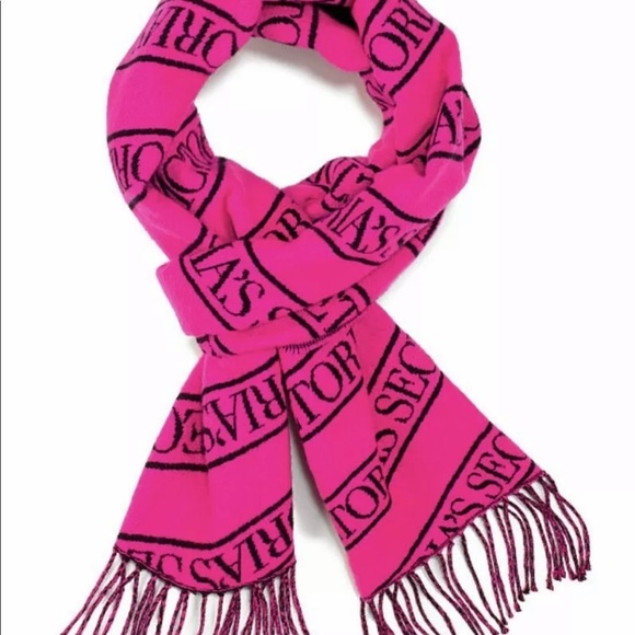 VICTORIA'S SECRET BLACK FUCHSIA LOGO SCARF - Picture 3 of 3